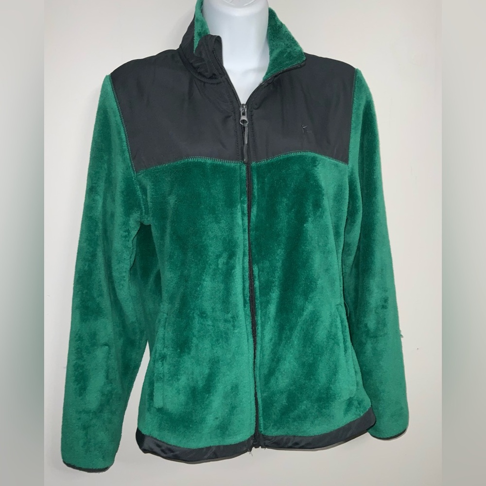 Danskin Cozy Green and Black Teddy Jacket Sz S - Picture 9 of 11